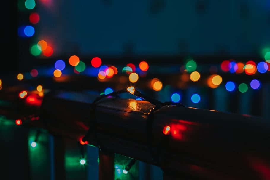 Chatham-Kent, twinkling colorful string lights, railing, SD Desktop Wallpaper