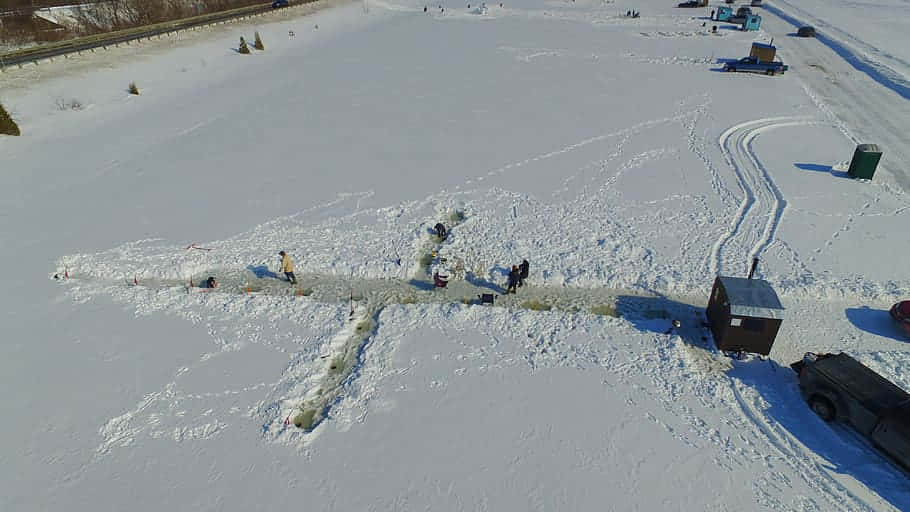 Chatham-kent, frozen lake, ice holes, SD Desktop Wallpaper
