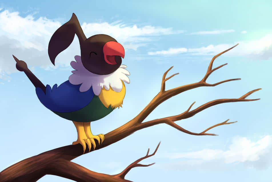 Chatot, tree, red beak, SD Desktop Wallpaper