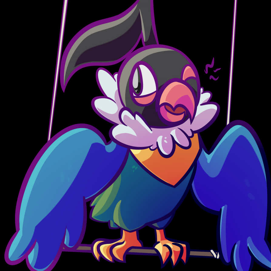 Chatot, blue wings, pink beak, SD Desktop Wallpaper