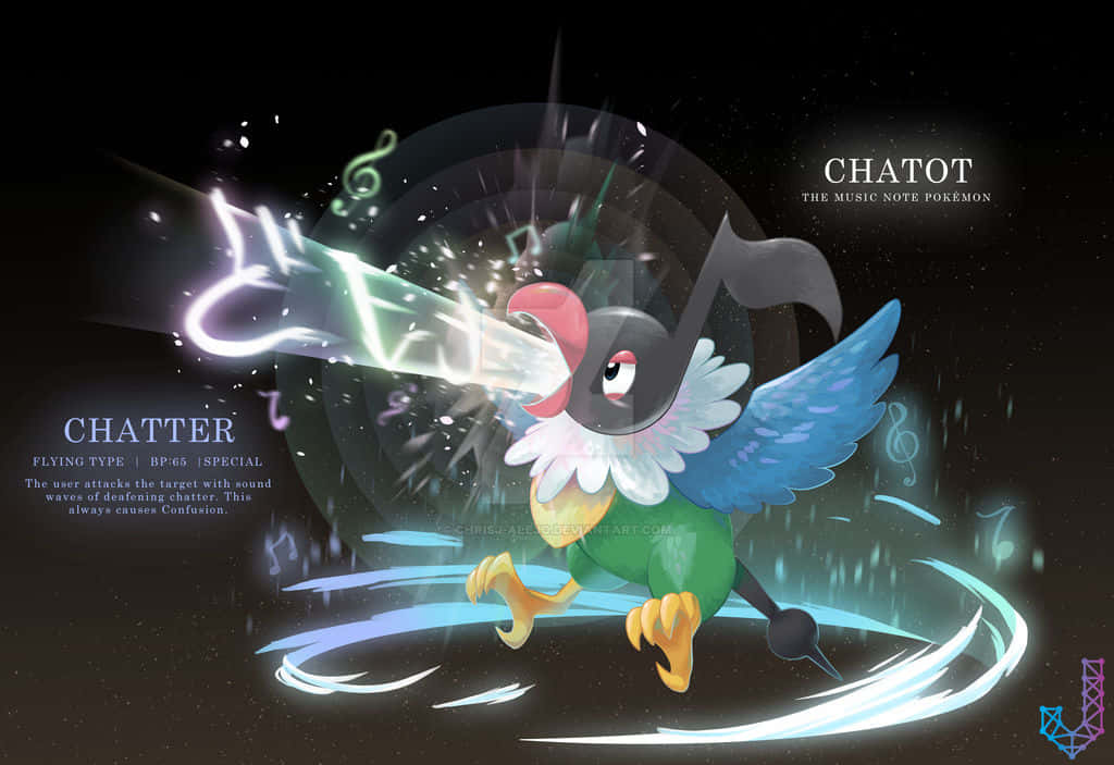 Chatot, sound attack, glowing musical attack, SD Desktop Wallpaper