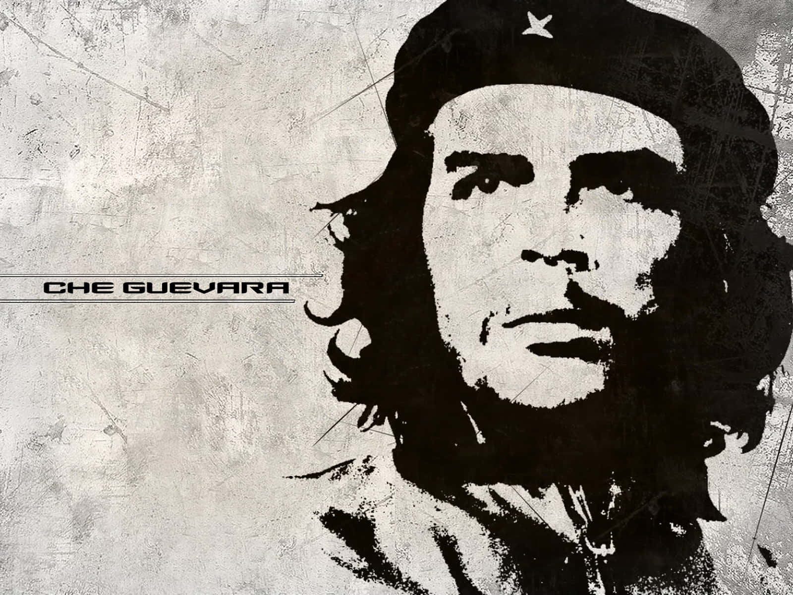 Che Guevara, star-adorned beret, black and white stylized portrait, HD Desktop Wallpaper