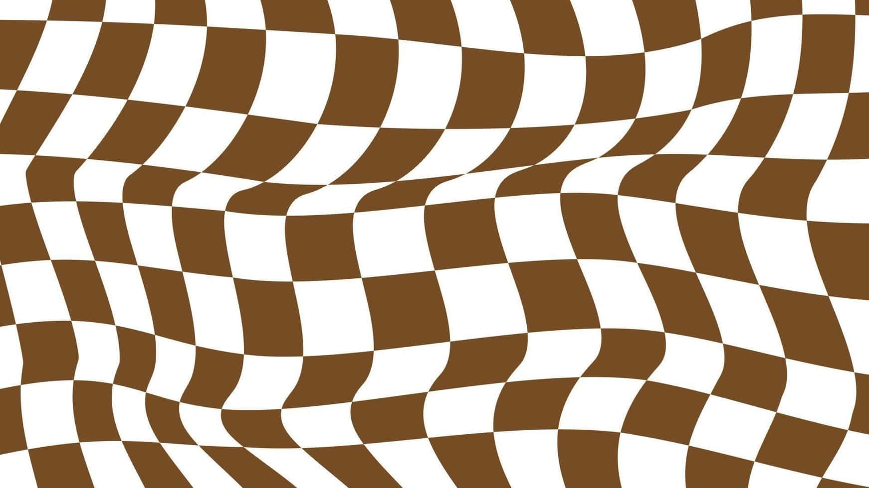 wavy checkered pattern, brown and white, checkerboard pattern, HD Desktop Wallpaper