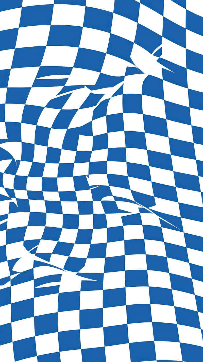 blue white checkered wave pattern, blue and white checkered pattern, three-dimensional waves, HD Phone Wallpaper