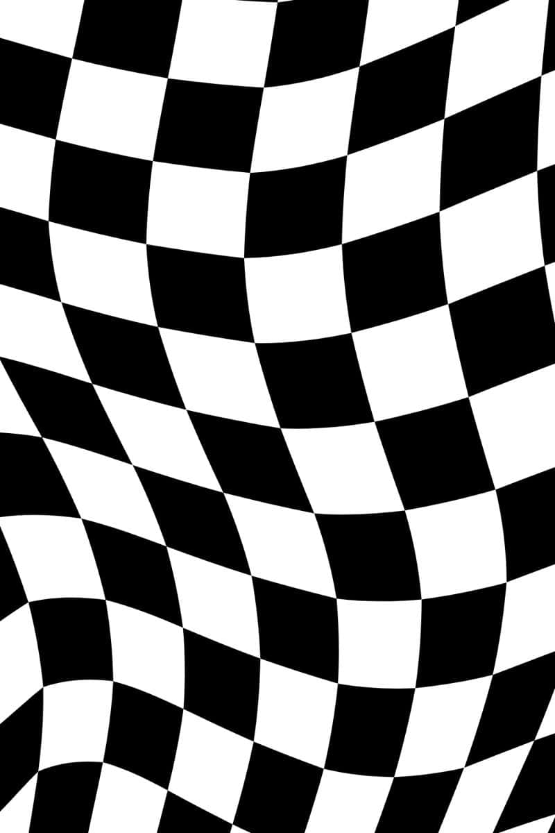 wavy checkered pattern, black and white checkered pattern, ripple, SD Phone Wallpaper