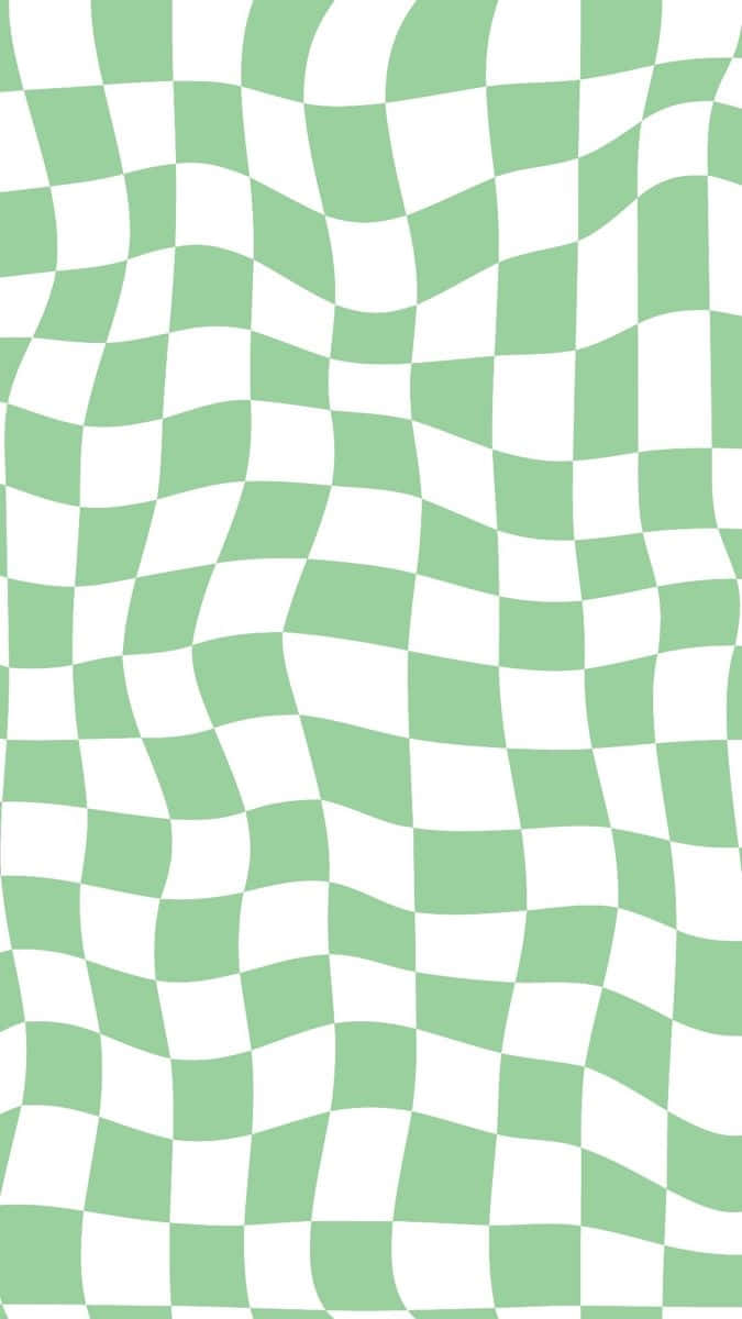 green white wavy checkered pattern, wavy green and white checkerboard pattern, optical illusion of depth and movement, SD Phone Wallpaper