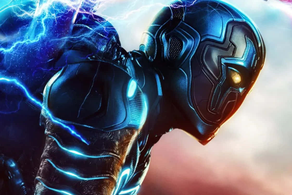 Blue Beetle, electric charge, glowing blue lightning, SD Desktop Wallpaper