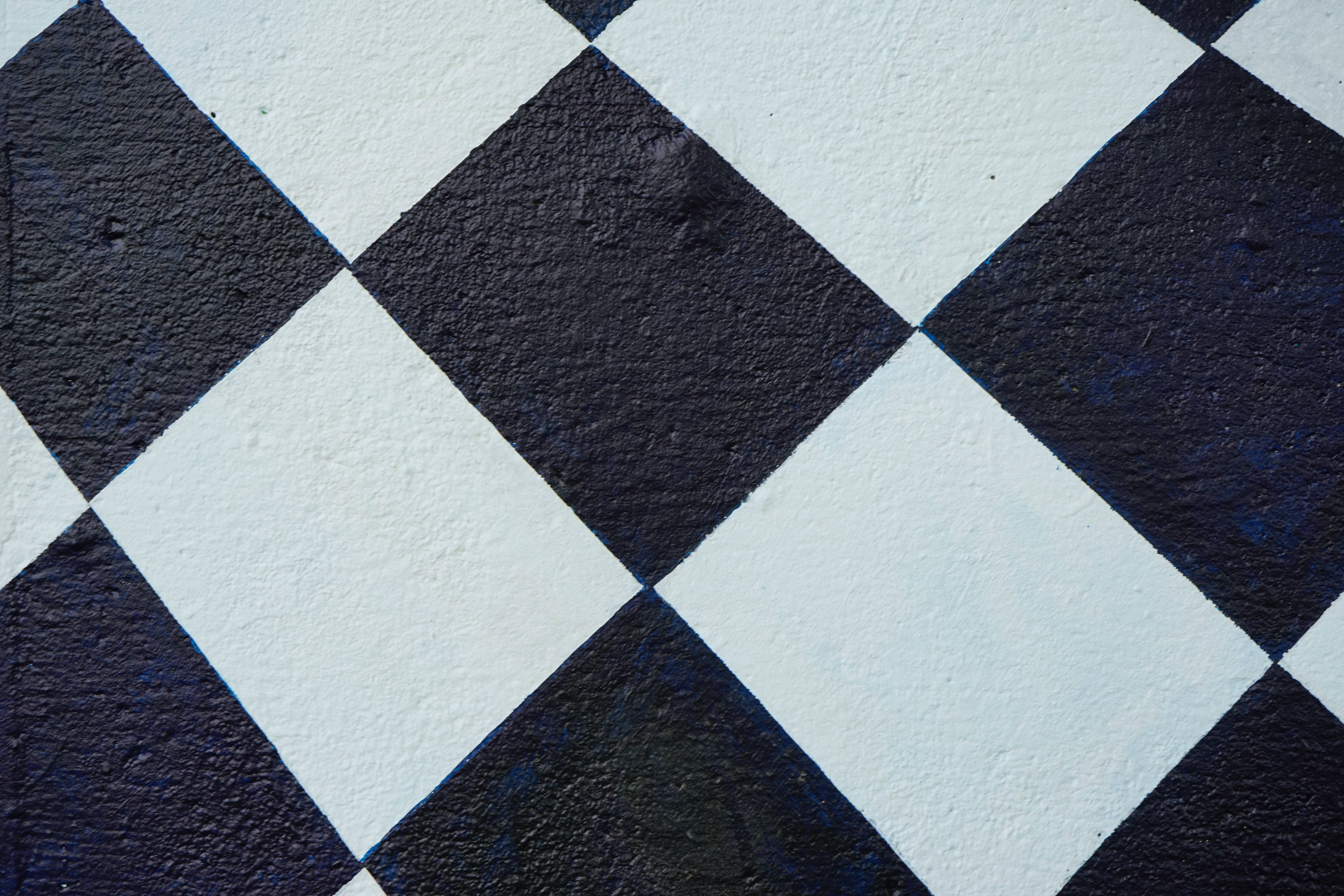 black and white diamond-patterned, textured paint, wall, 5K Desktop Wallpaper