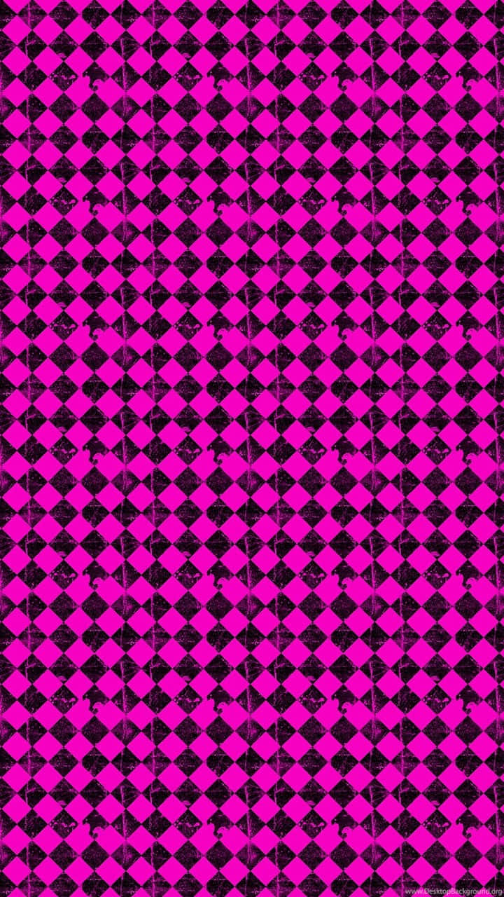 pink, black, checkerboard pattern, HD Phone Wallpaper