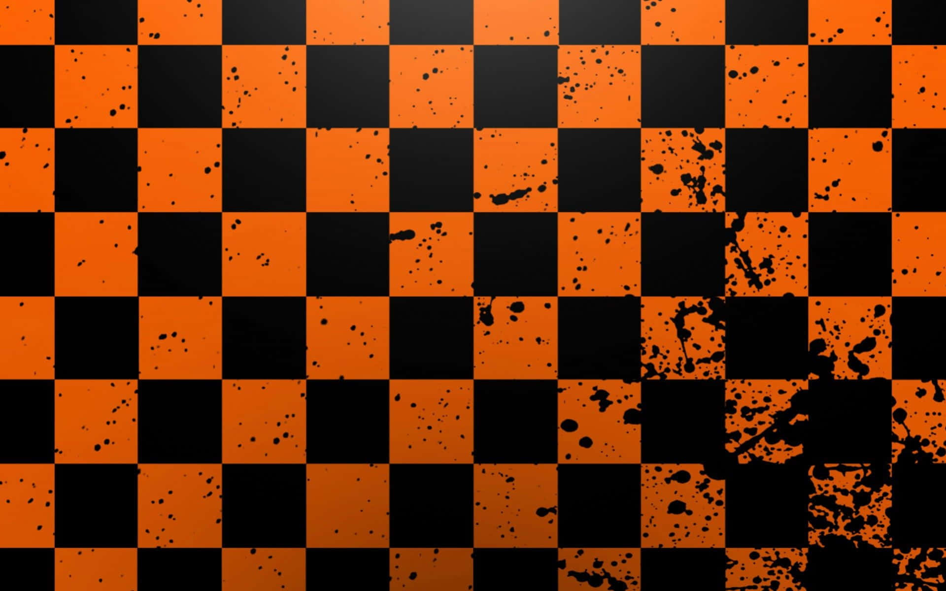 Grunge Style Checkers Board, orange, black, Full HD Desktop Wallpaper