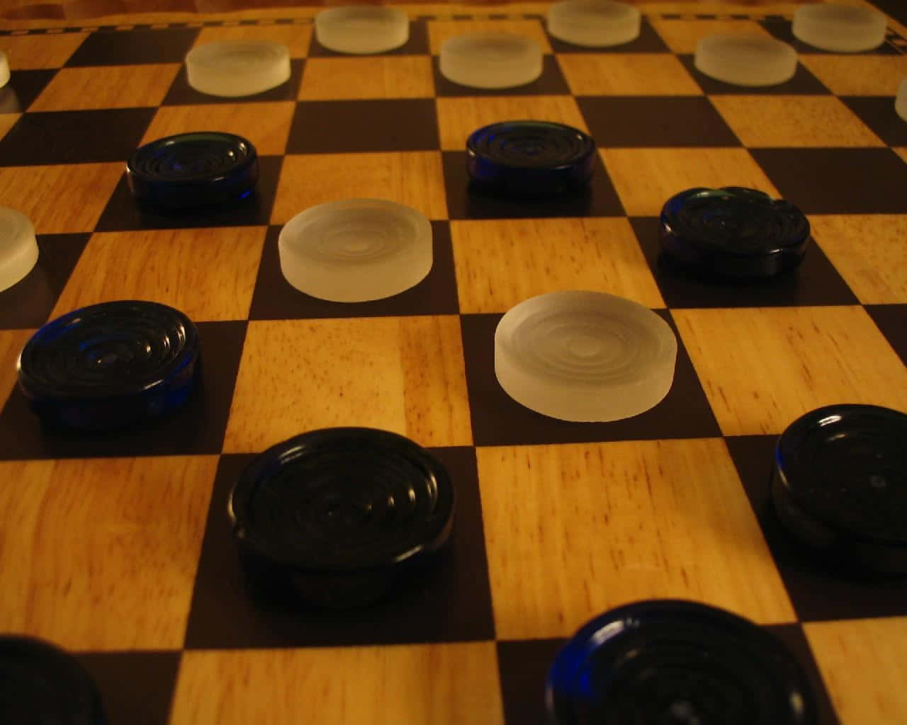 Checkers, translucent glass checkers, wooden board, HD Desktop Wallpaper