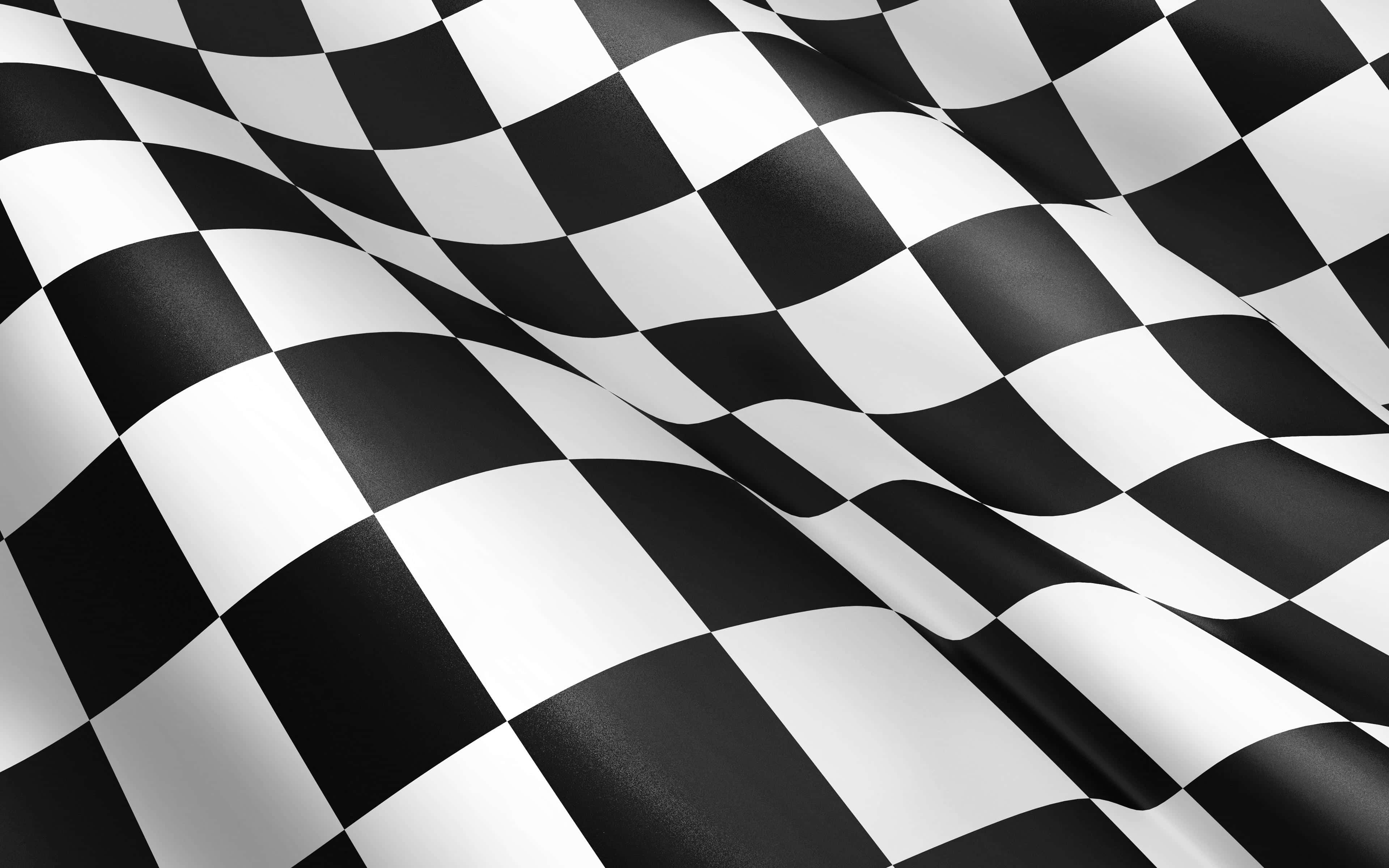 black and white checkered racing flag, crisp folds, glossy fabric texture, 4K Desktop Wallpaper