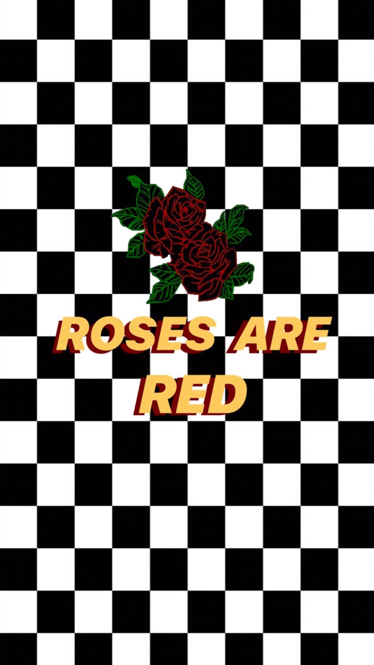checkerboard, red roses, green leaves, Full HD Phone Wallpaper