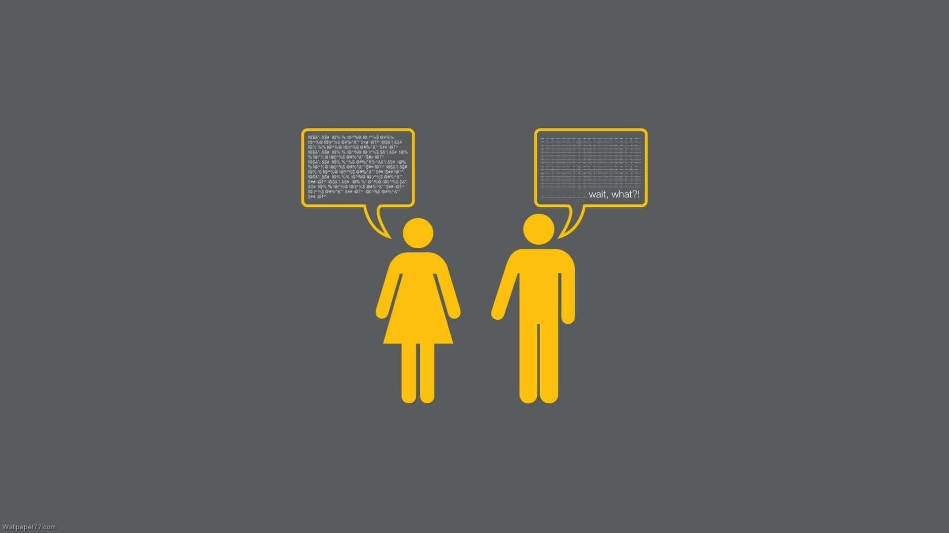 Cheeky Couple Meme, yellow stick figures, gray background, Full HD Desktop Wallpaper