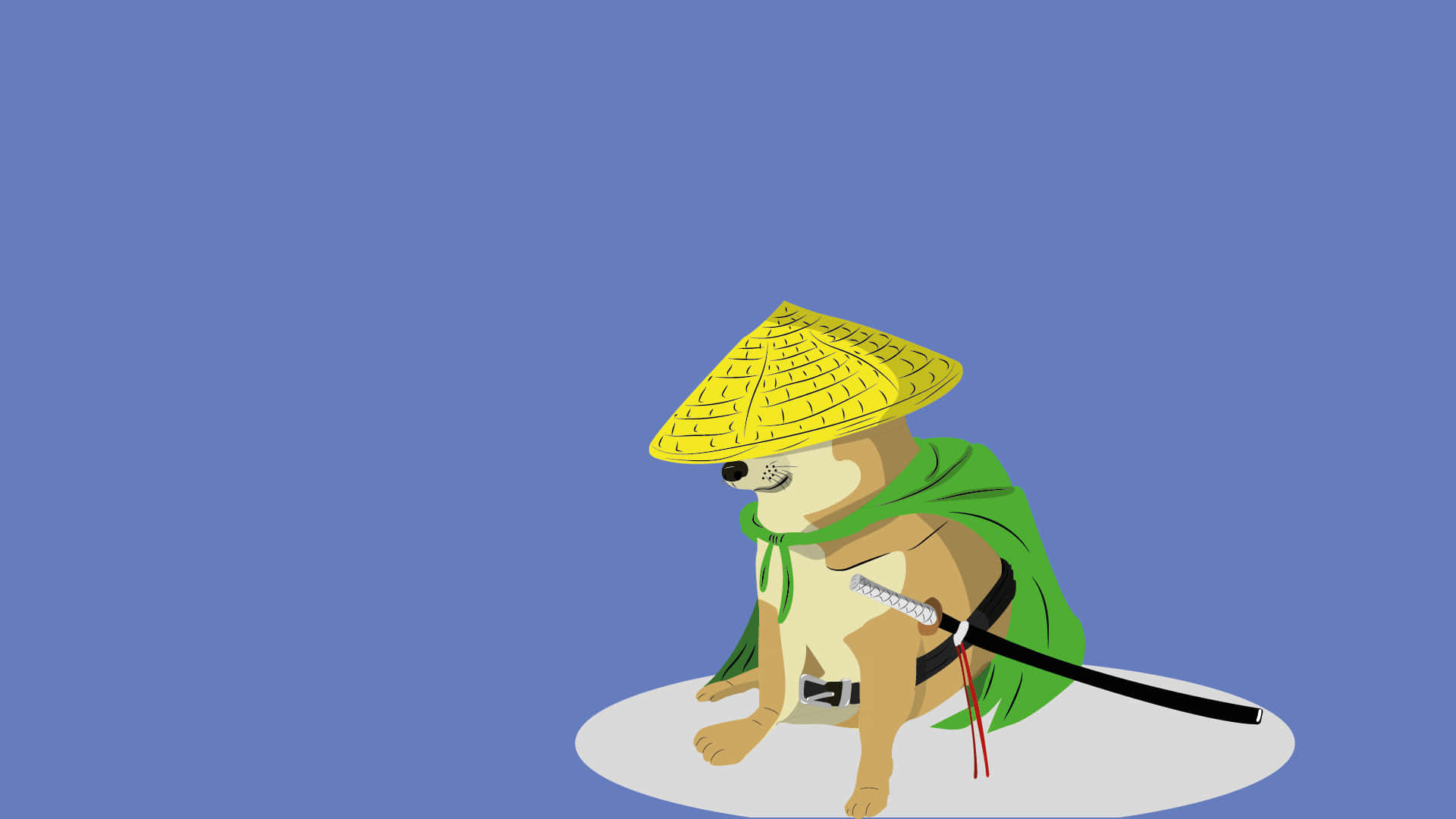 Cheems, yellow conical hat, green cloak, Full HD Desktop Wallpaper