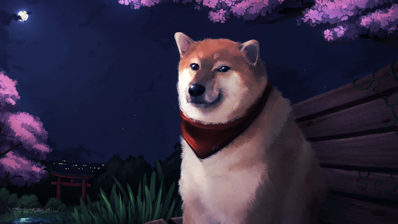 Cheems, shiba inu, red bandana, HD Desktop Wallpaper