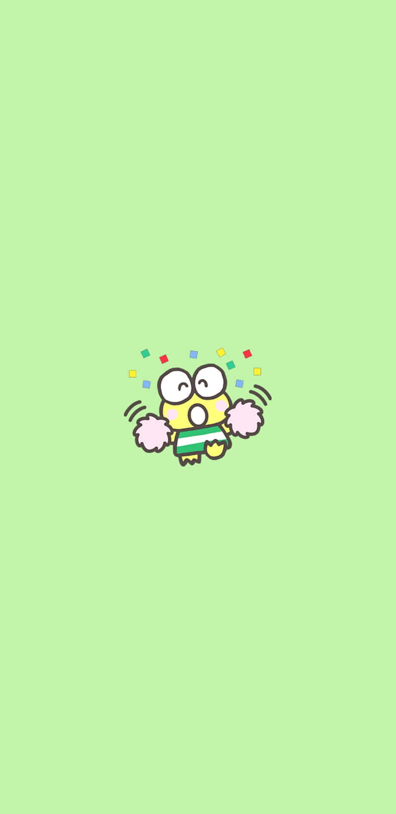 cheerful cartoon frog cheerleader, pom-poms, confetti, HD Phone Wallpaper