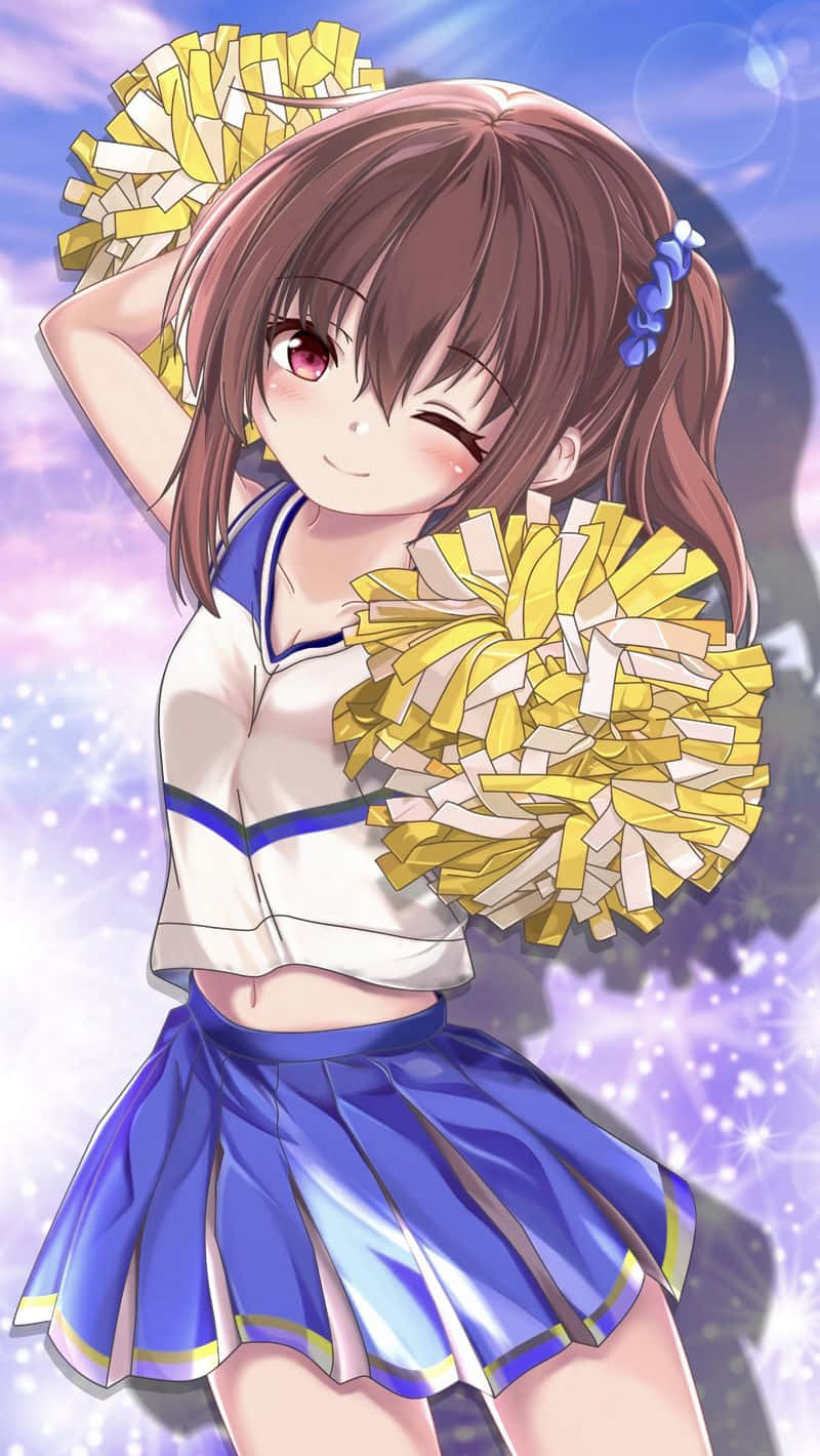 anime cheerleader, brown hair, red eyes, HD Phone Wallpaper