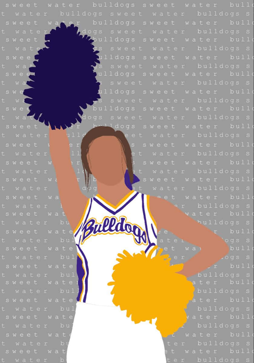 white and purple Bulldogs uniform, purple and yellow pom-poms, gray background, SD Phone Wallpaper