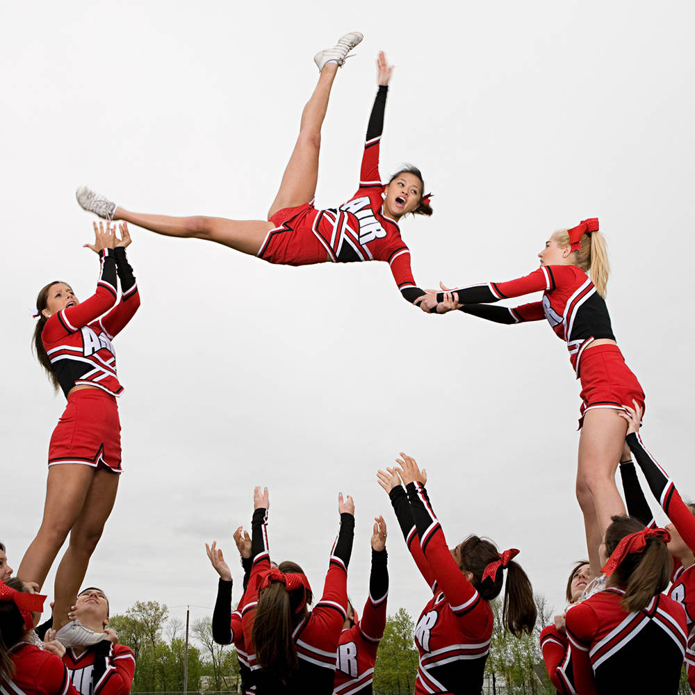 flyer, red and black uniforms, dynamic stunt, SD Desktop Wallpaper