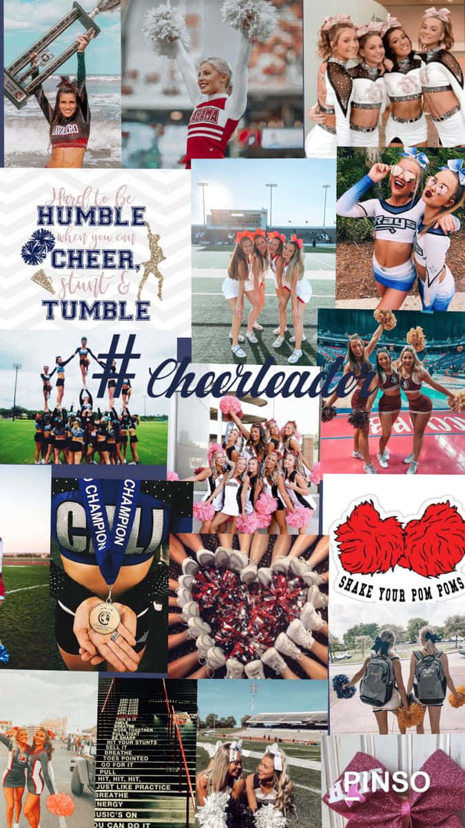 cheerleading, collage aesthetic, pom poms, SD Phone Wallpaper