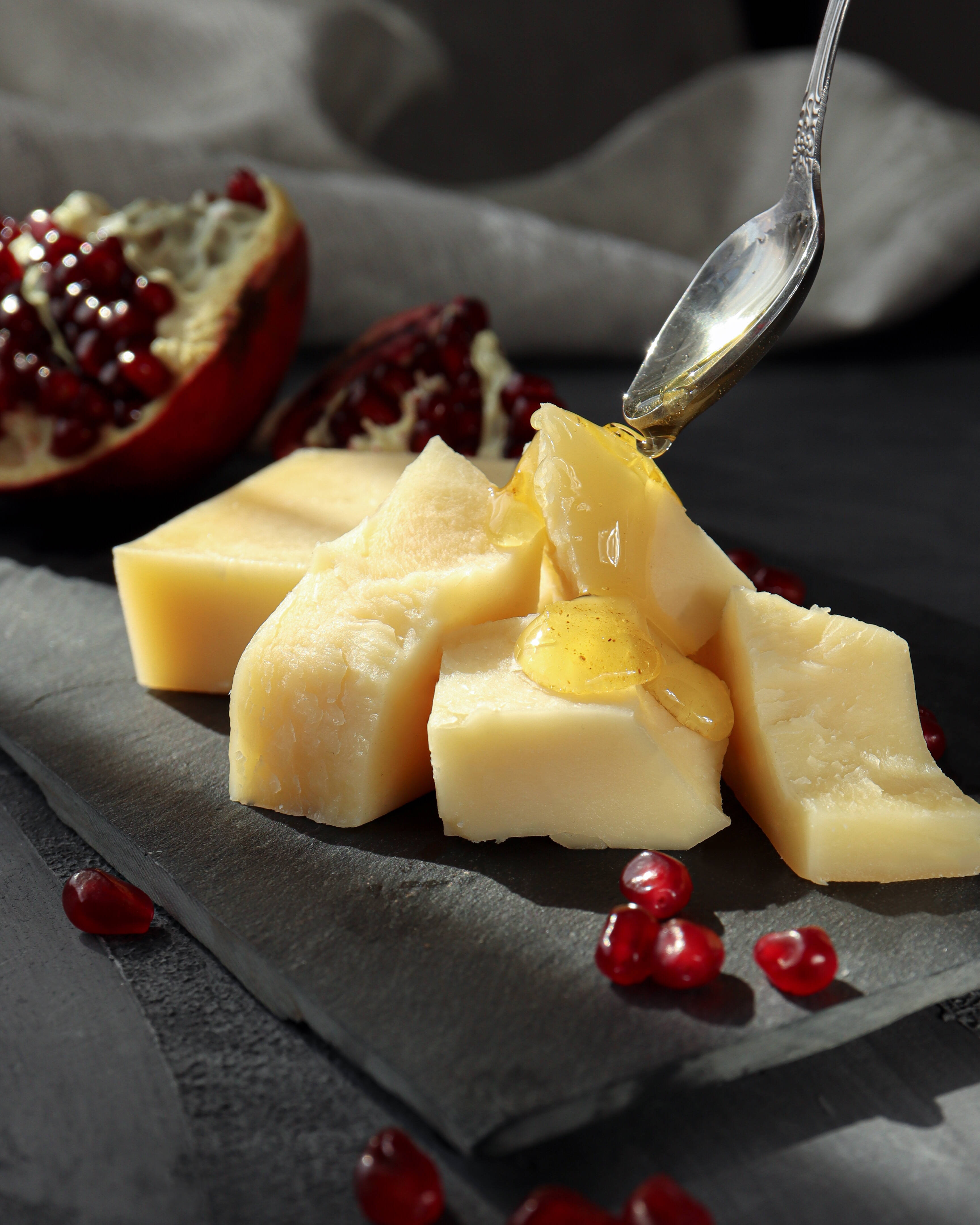 cheese, syrup, pomegranate, 4K Phone Wallpaper