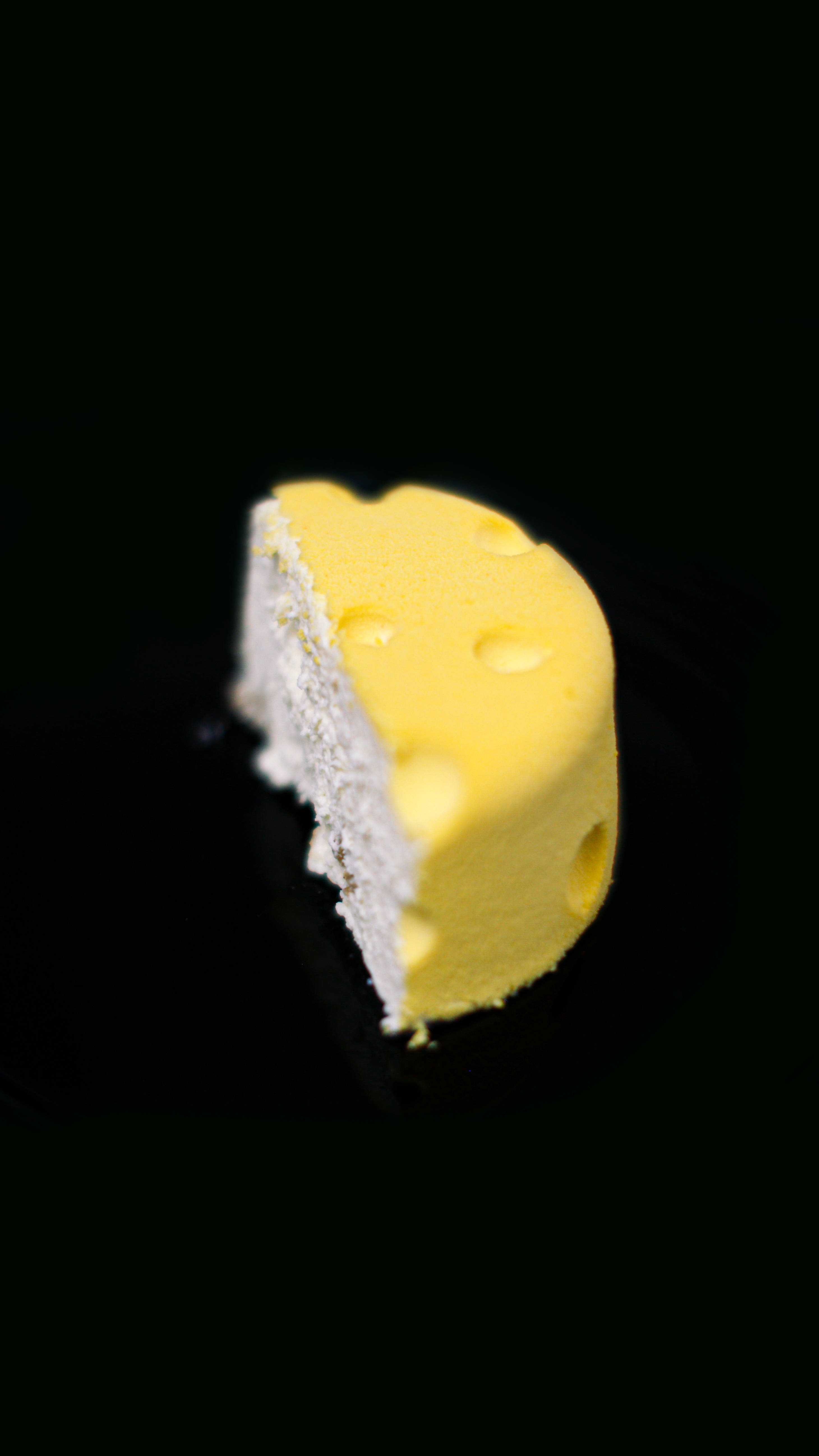 Swiss cheese, yellow wedge, holes, 5K Phone Wallpaper