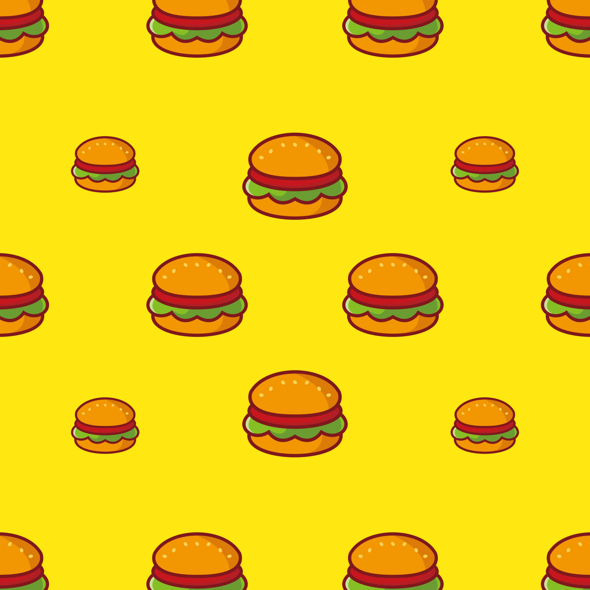 Cheeseburger, seamless pattern, cartoon-style, Full HD Desktop Wallpaper