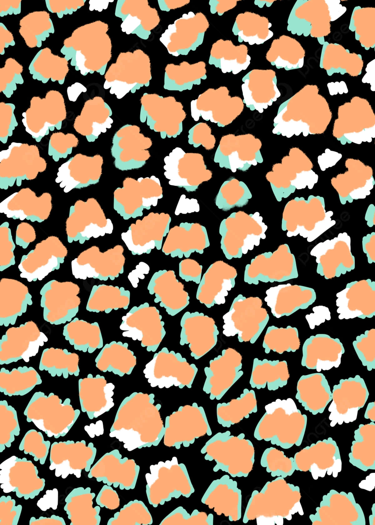 cheetah print pattern, turquoise accent, orange teal, HD Phone Wallpaper