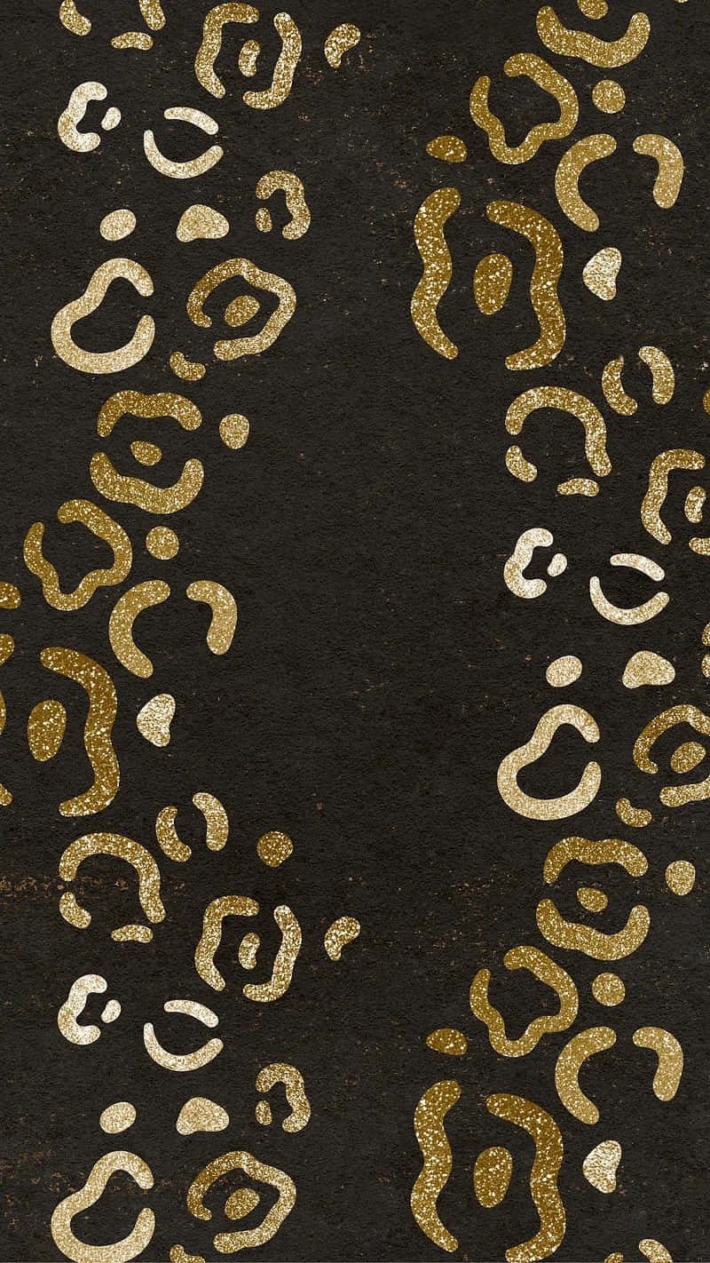gold cheetah print, black background, golden glitter leopard spots, HD Phone Wallpaper