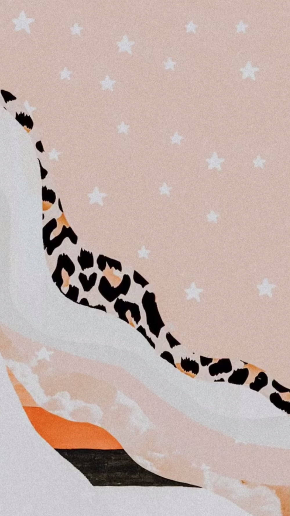 peach cheetah print, leopard silhouette, soft pink sky, HD Phone Wallpaper