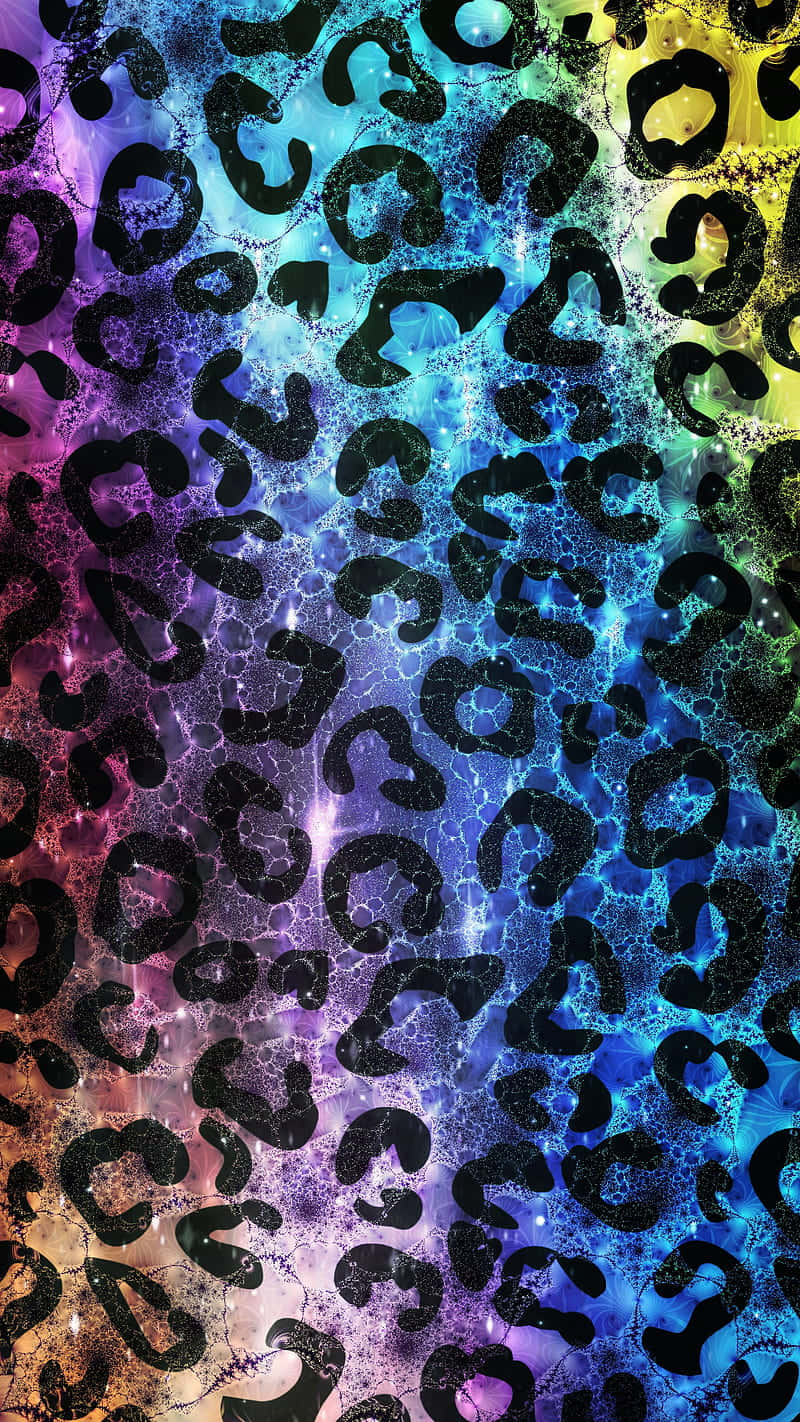 rainbow nebula gradient, glittering black spots, cosmic leopard print, HD Phone Wallpaper