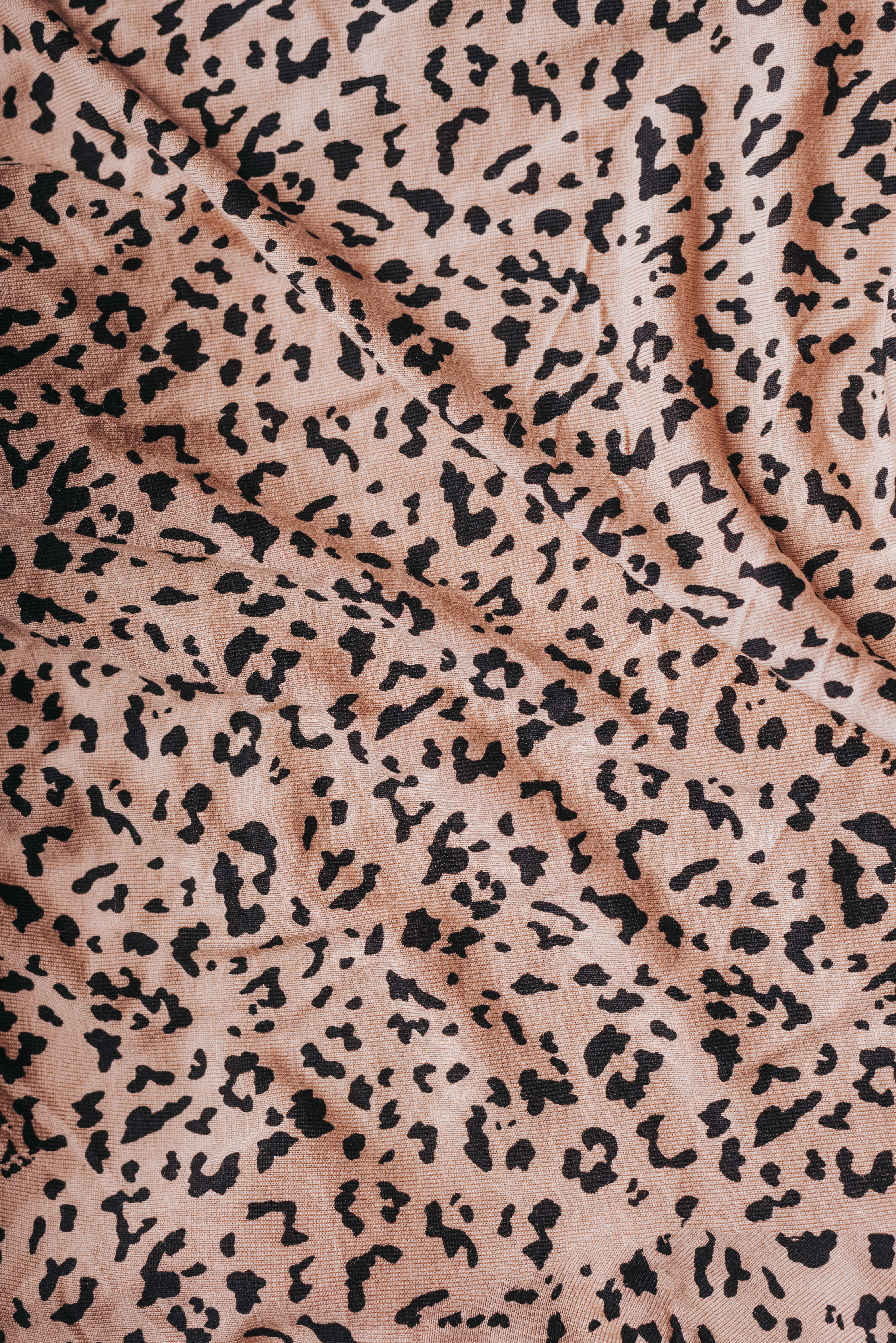 cheetah printed blanket, beige fabric, black leopard spots, 5K Phone Wallpaper