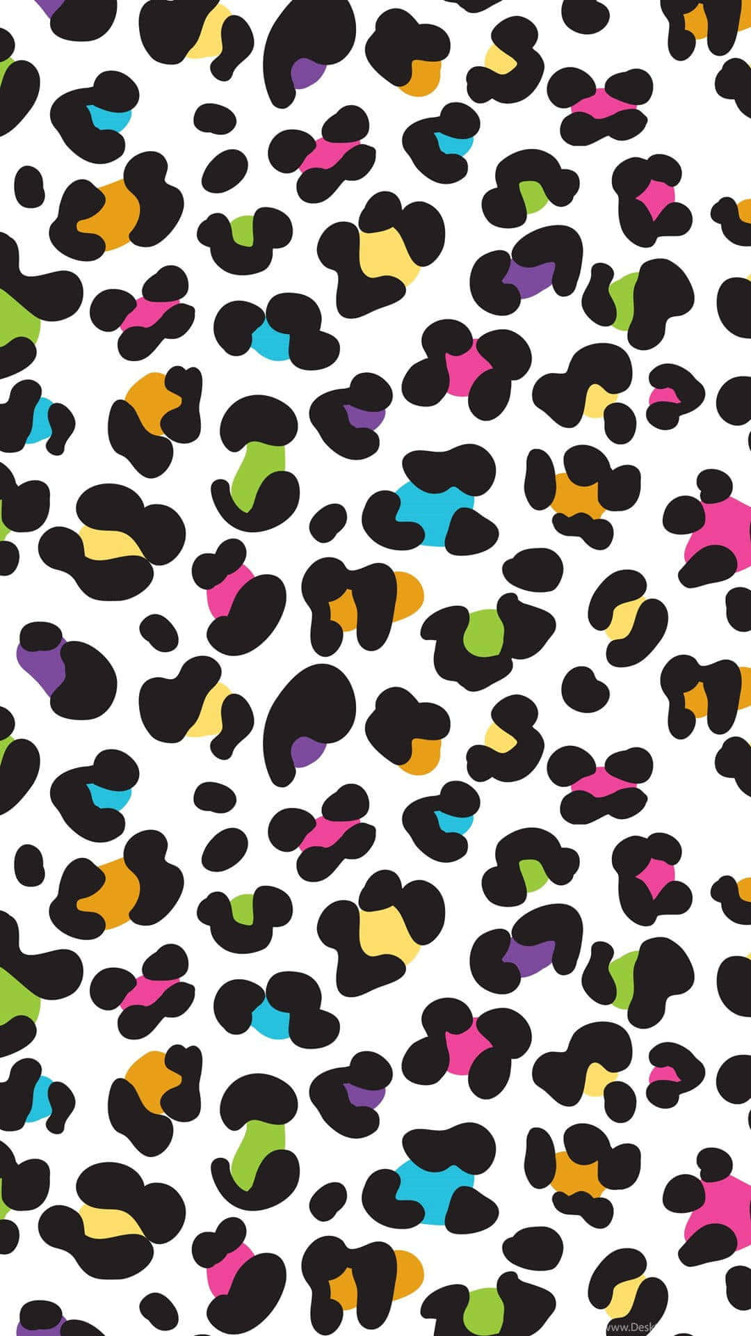 Cheetah Print, multicolored leopard spots, bold black outlines, Full HD Phone Wallpaper