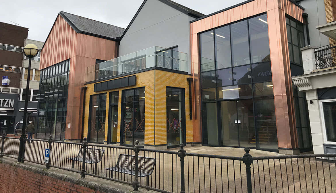 Chelmsford United Kingdom, copper cladding, glass facade, SD Desktop Wallpaper