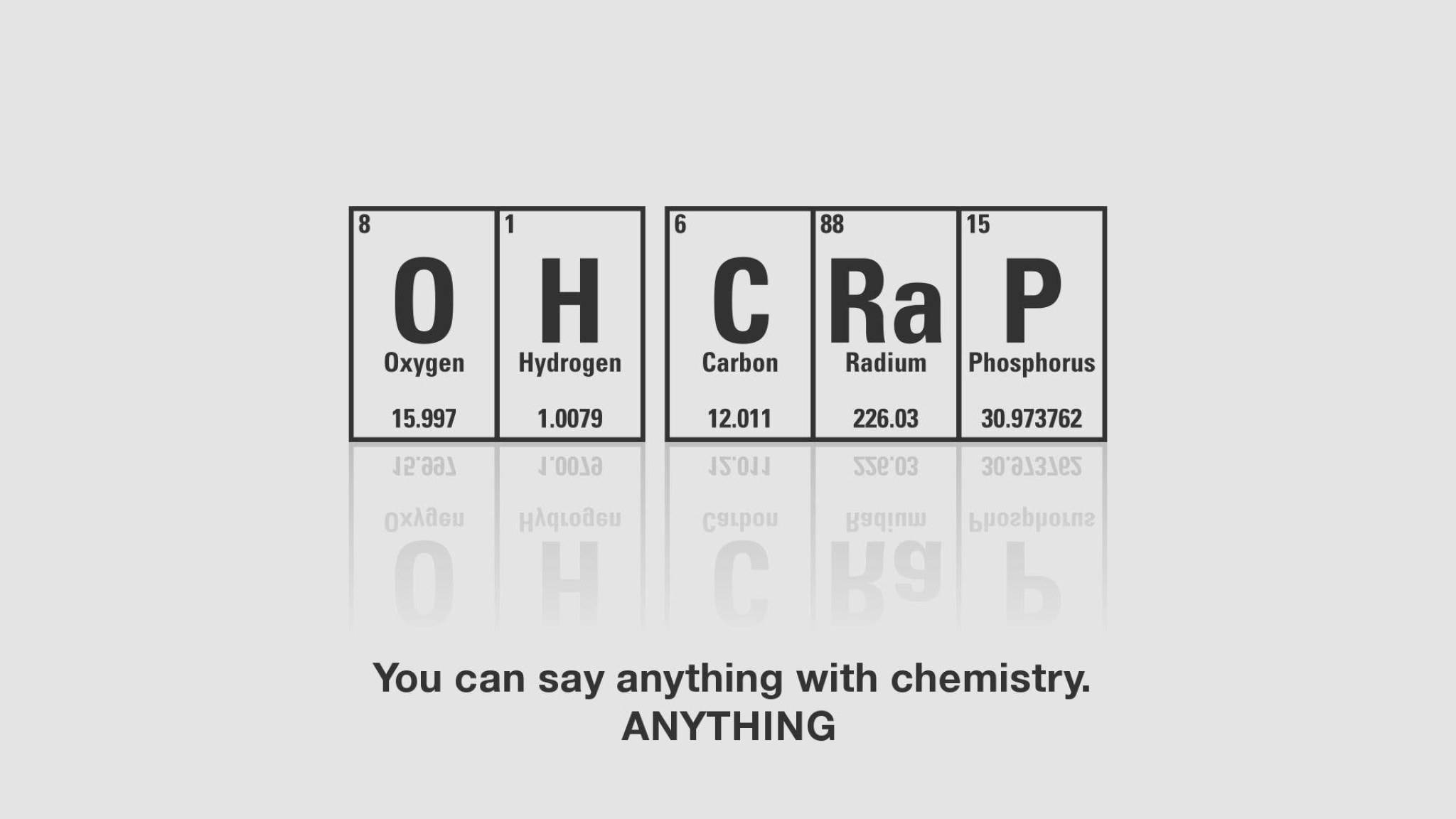OH CRA P, periodic table elements O H C Ra P, minimalist graphic, Full HD Desktop Wallpaper