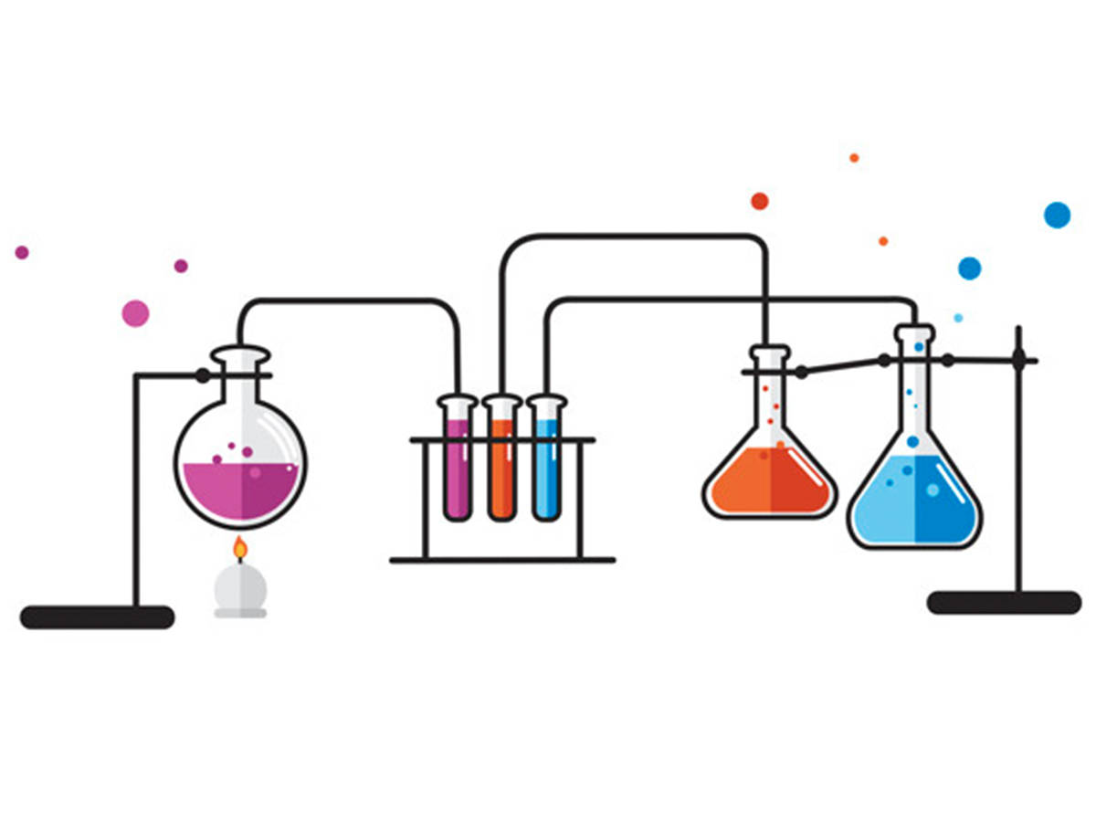 minimalistic chemistry laboratory experiment, flat vector illustration, chemistry lab setup, SD Desktop Wallpaper