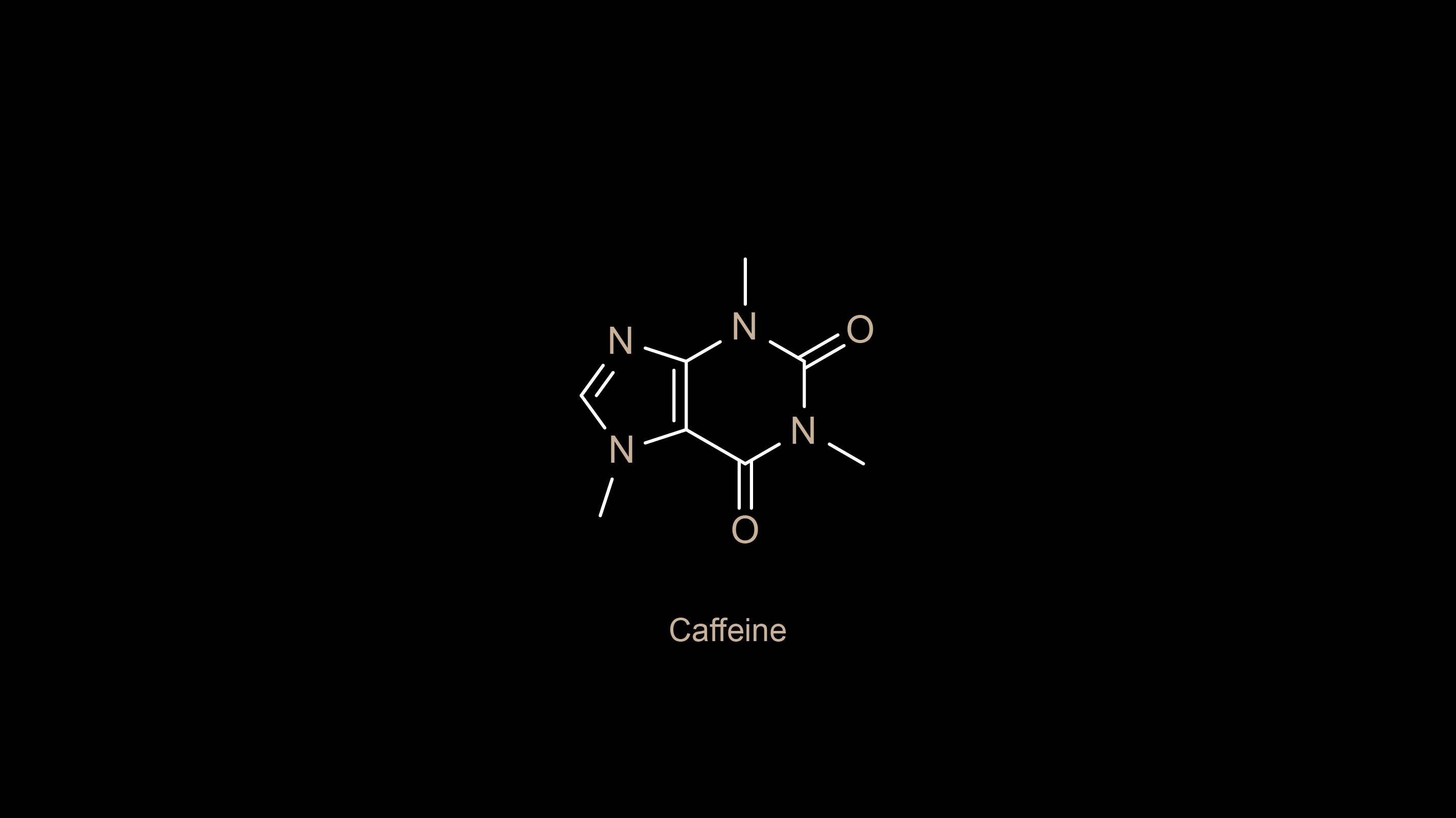 caffeine, chemical structure, glowing white, 2K Desktop Wallpaper