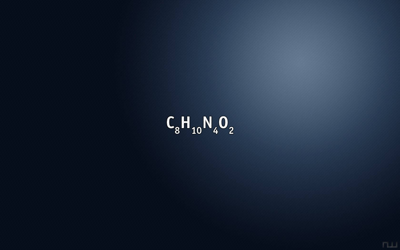 C8H10N4O2, white chemical symbols, CHNO, HD Desktop Wallpaper