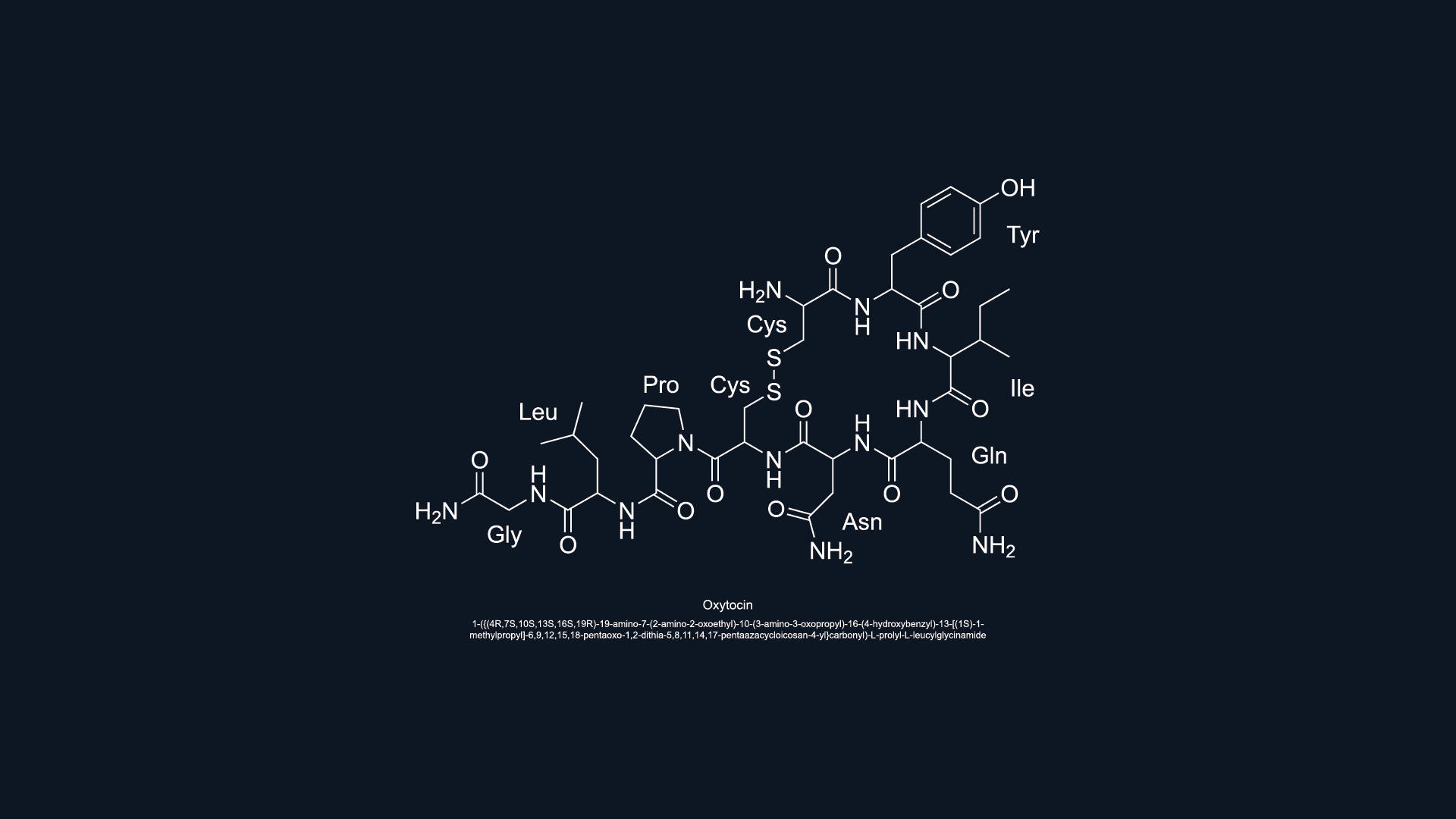 oxytocin, chemical structure diagram, amino acids, Full HD Desktop Wallpaper