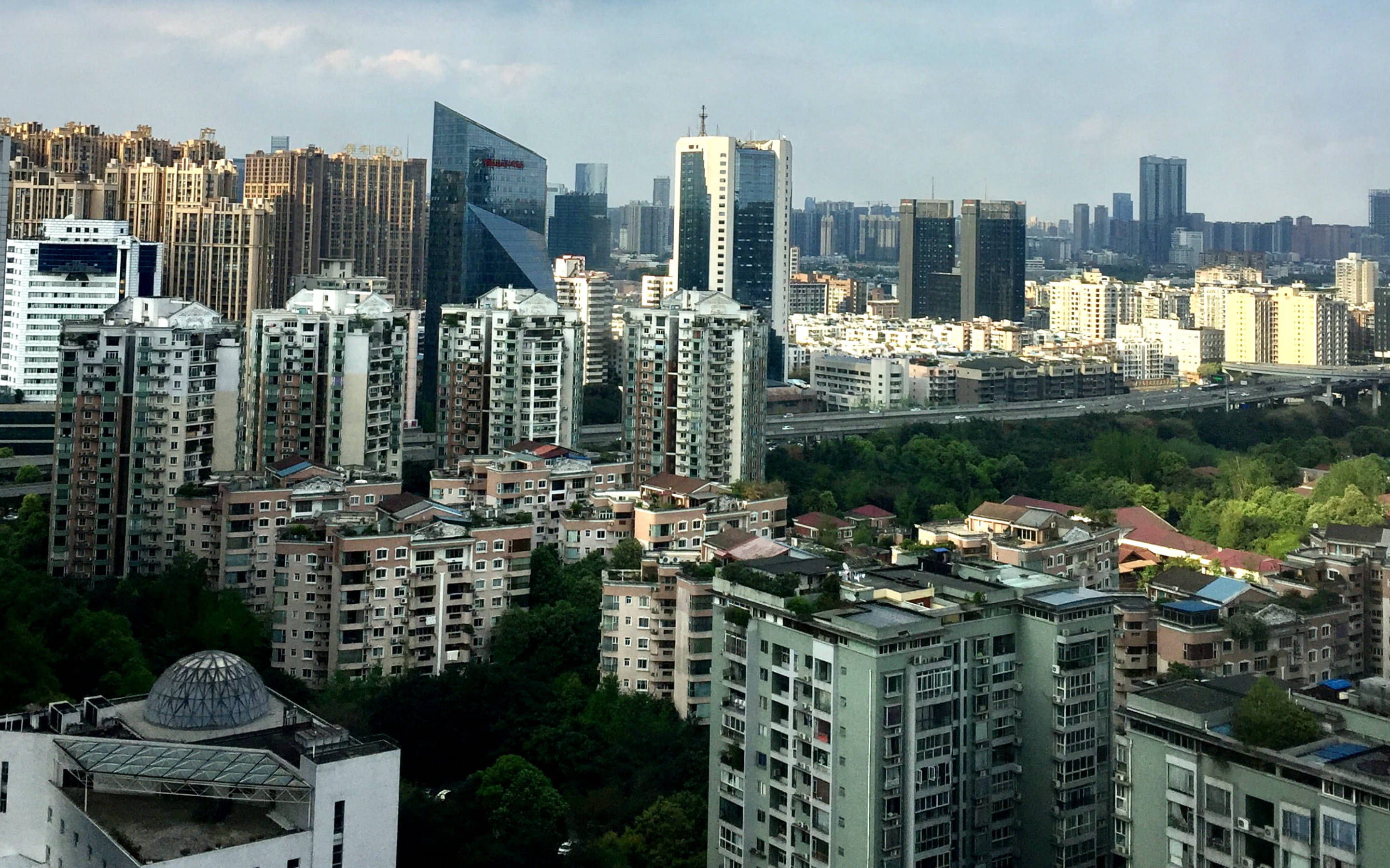 Chengdu, high rise buildings, glass towers, 2K Desktop Wallpaper