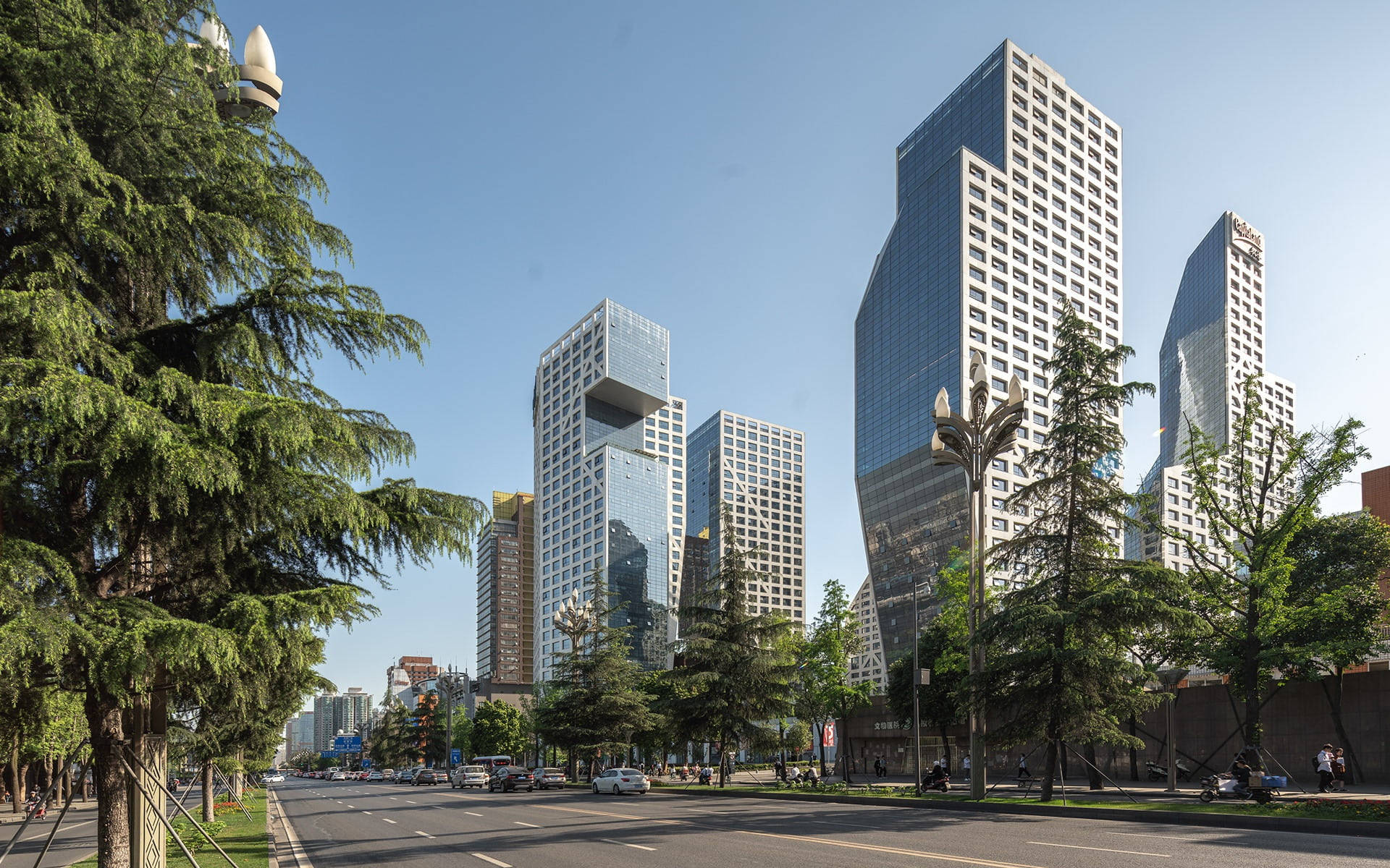 Sliced Porosity Block, Chengdu, modern glass skyscrapers, Full HD Desktop Wallpaper