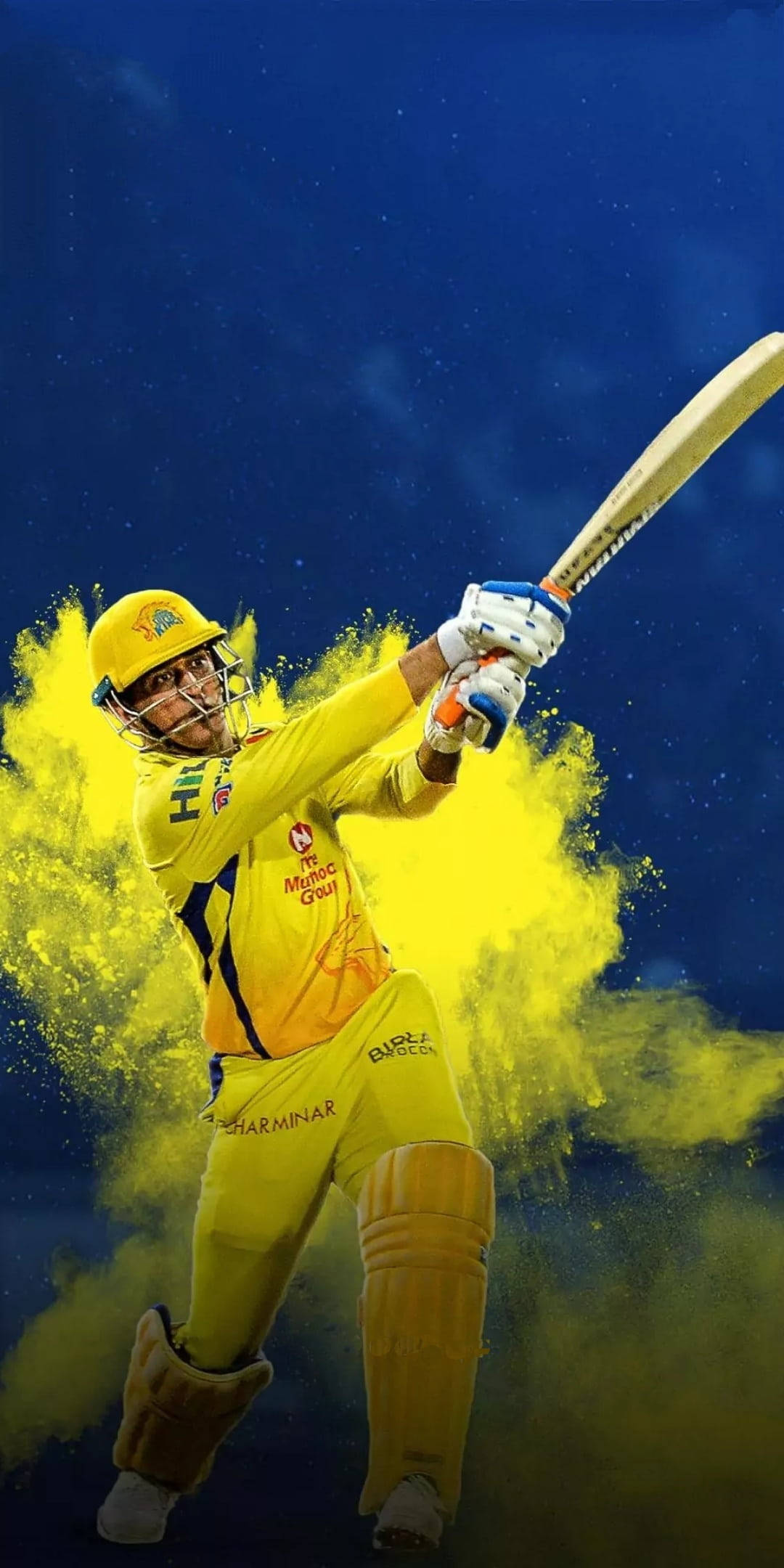 Chennai Super Kings, yellow uniform, yellow powder explosion, Full HD Phone Wallpaper