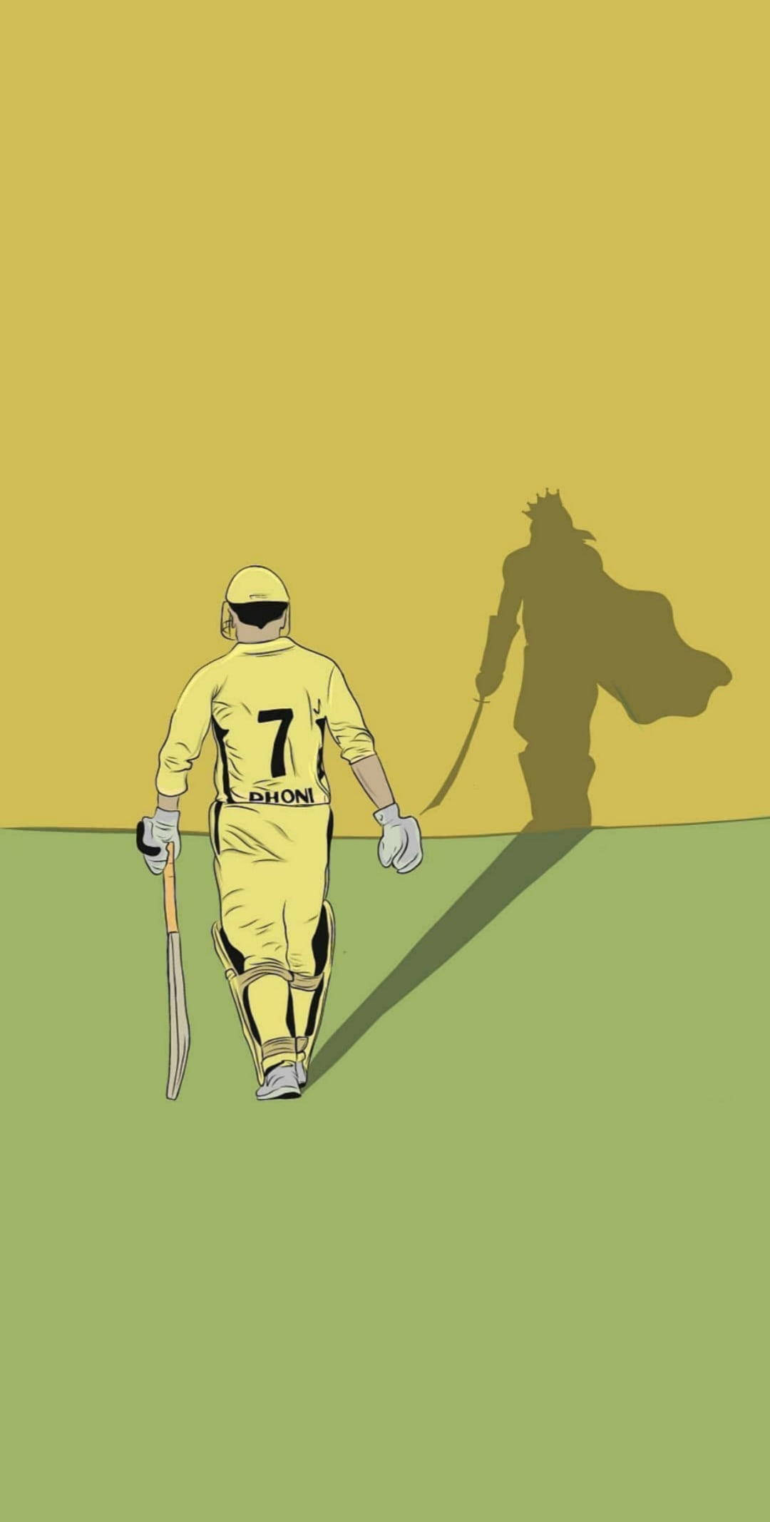 Chennai Super Kings, yellow uniform, shadow, Full HD Phone Wallpaper