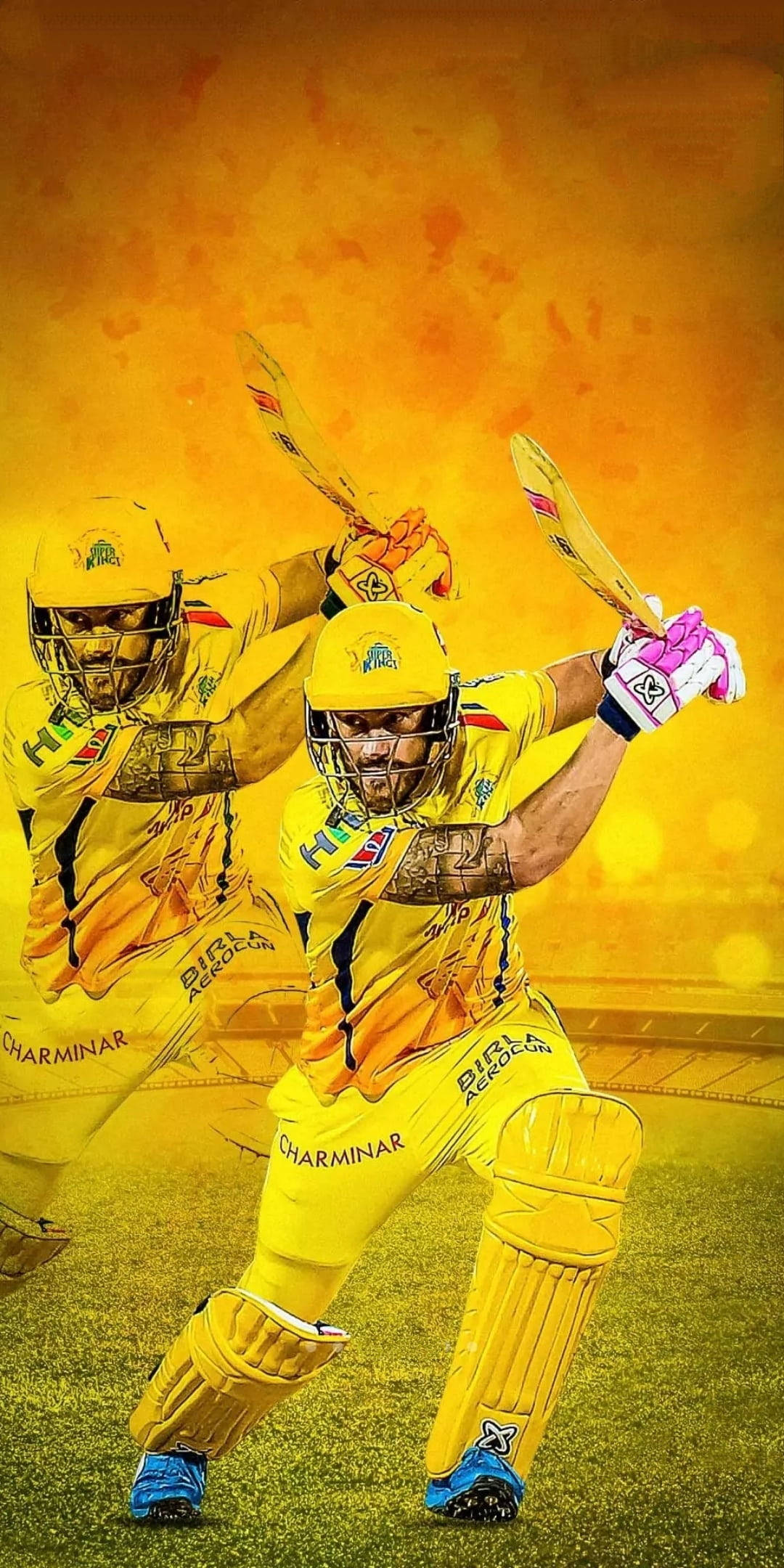 Chennai Super Kings, yellow uniforms, cricket players, Full HD Phone Wallpaper