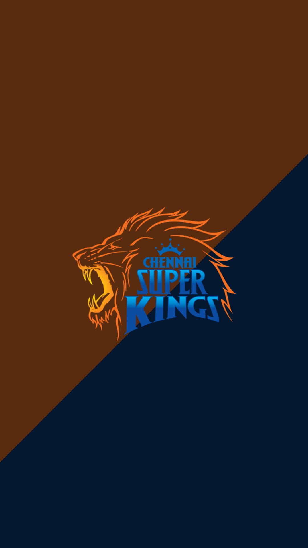 Chennai Super Kings, roaring lion logo, brown and navy blue background, Full HD Phone Wallpaper