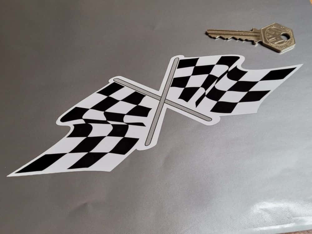 Chequered flag, black and white checkered racing flag, wings, SD Desktop Wallpaper