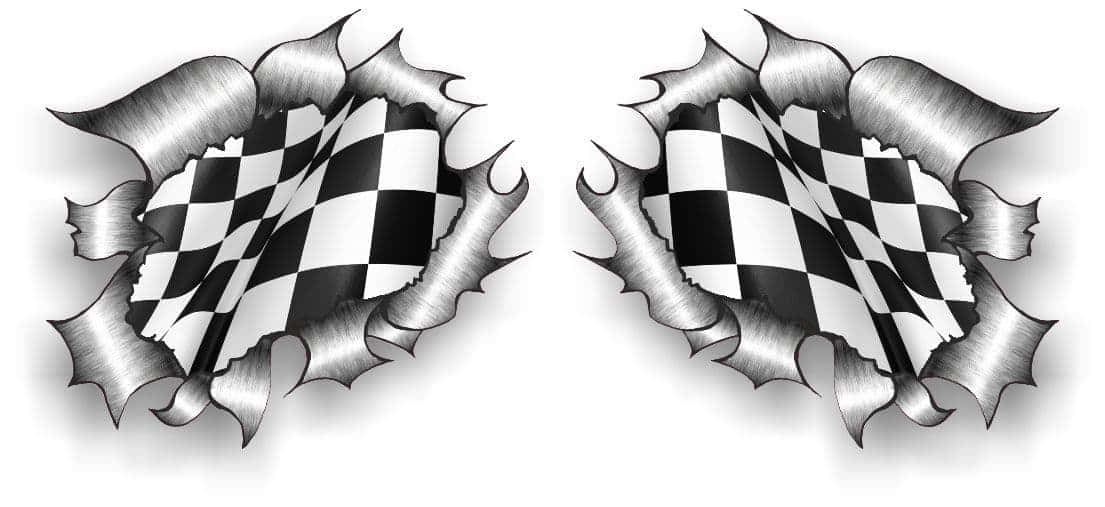 Chequered flag, racetrack, metallic, SD Desktop Wallpaper
