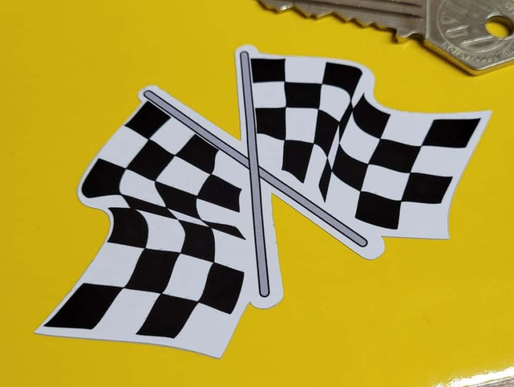 Chequered flag, black and white checkered racing flags, bright yellow surface, SD Desktop Wallpaper