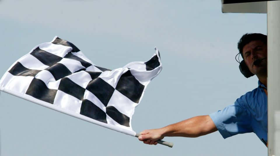 Chequered Flag, racing track, clear sky, SD Desktop Wallpaper